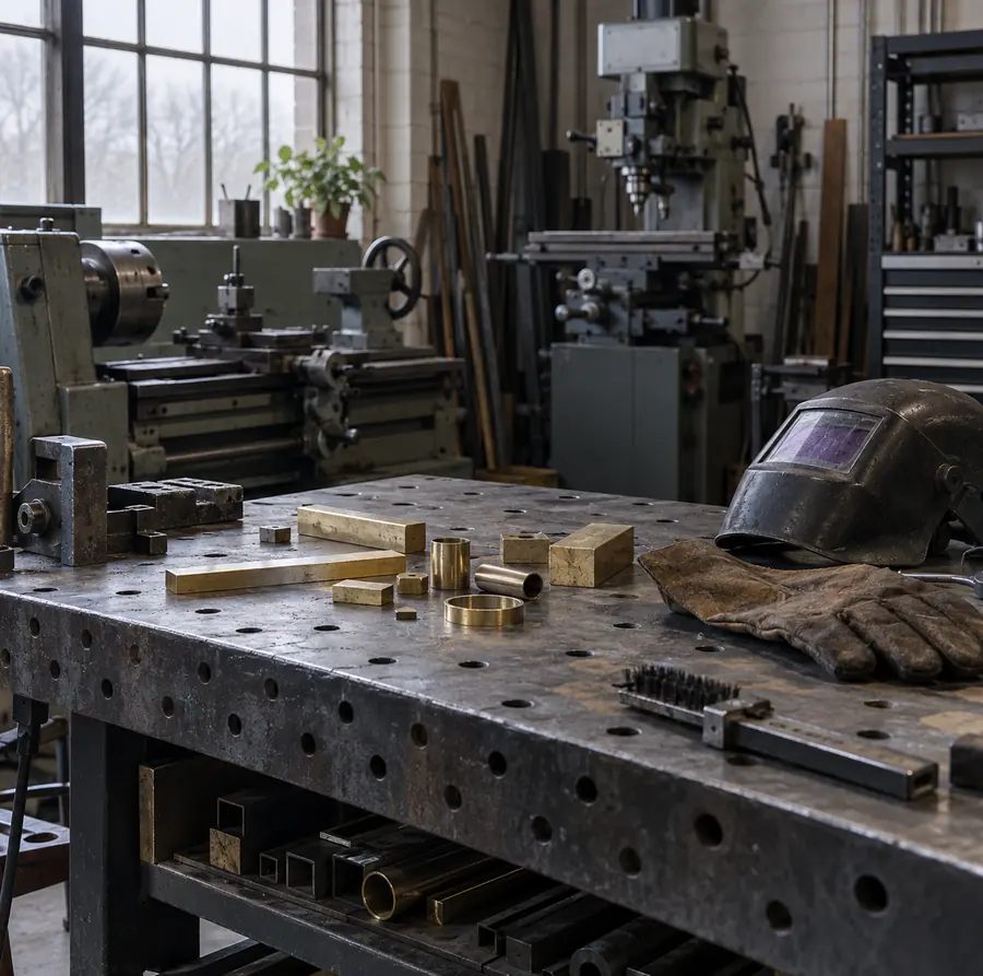 Illustration of fabrication businesses equipment and workspace